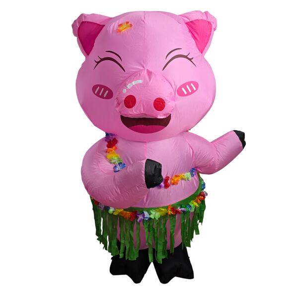 5FT Hawaiian Luau Party Inflatable Pig Party Decorations Built in Light & Blower - Picture 1 of 12
